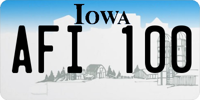 IA license plate AFI100