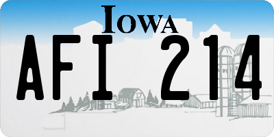 IA license plate AFI214