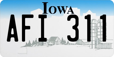 IA license plate AFI311