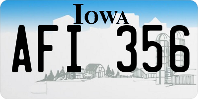 IA license plate AFI356