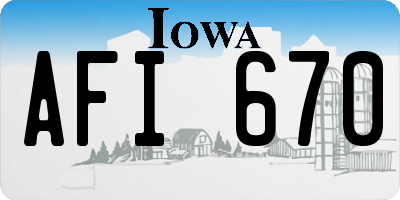 IA license plate AFI670