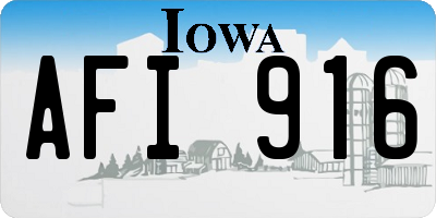 IA license plate AFI916