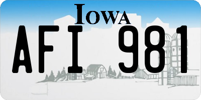 IA license plate AFI981