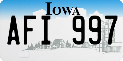 IA license plate AFI997