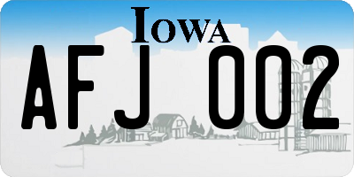 IA license plate AFJ002