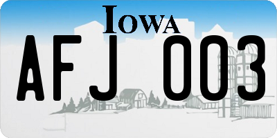 IA license plate AFJ003