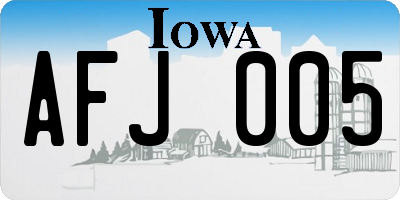 IA license plate AFJ005