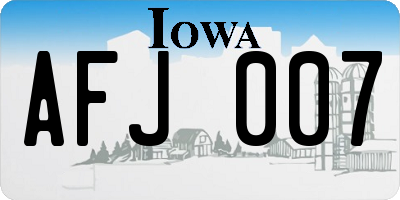 IA license plate AFJ007