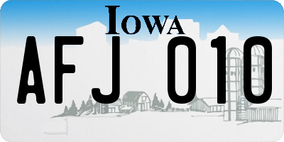 IA license plate AFJ010