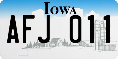IA license plate AFJ011
