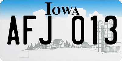 IA license plate AFJ013