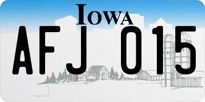 IA license plate AFJ015