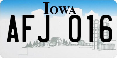 IA license plate AFJ016