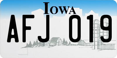 IA license plate AFJ019