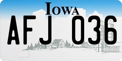 IA license plate AFJ036