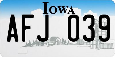 IA license plate AFJ039