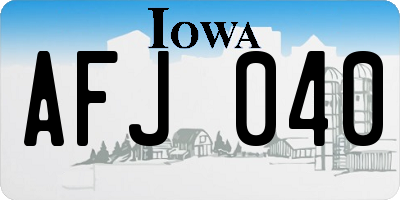 IA license plate AFJ040