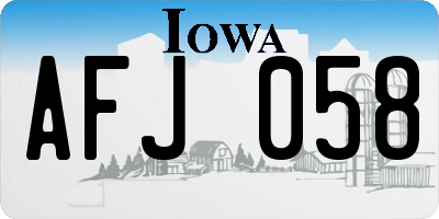 IA license plate AFJ058