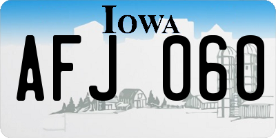 IA license plate AFJ060