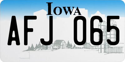 IA license plate AFJ065
