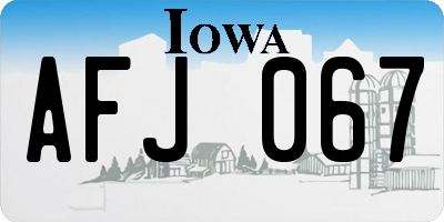 IA license plate AFJ067