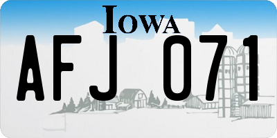 IA license plate AFJ071