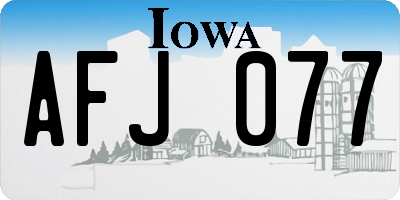 IA license plate AFJ077