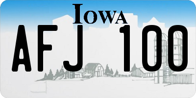 IA license plate AFJ100
