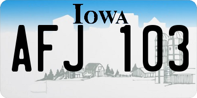 IA license plate AFJ103