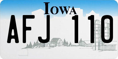 IA license plate AFJ110