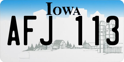 IA license plate AFJ113