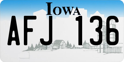 IA license plate AFJ136