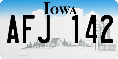 IA license plate AFJ142