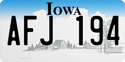 IA license plate AFJ194