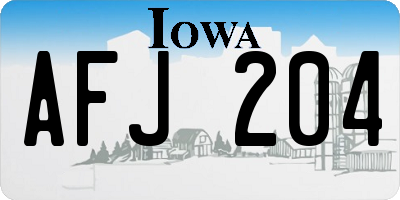 IA license plate AFJ204