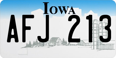 IA license plate AFJ213