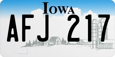 IA license plate AFJ217