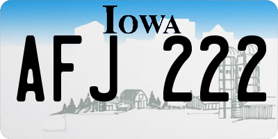 IA license plate AFJ222