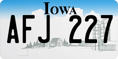 IA license plate AFJ227