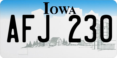 IA license plate AFJ230