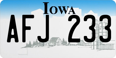 IA license plate AFJ233