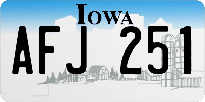 IA license plate AFJ251