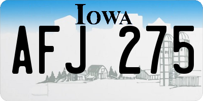 IA license plate AFJ275