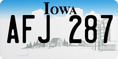 IA license plate AFJ287