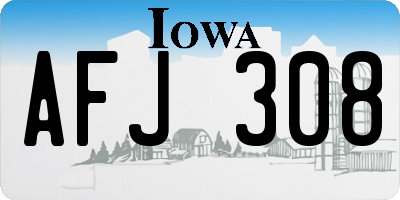 IA license plate AFJ308
