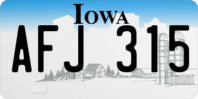 IA license plate AFJ315