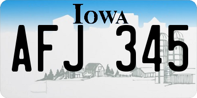 IA license plate AFJ345