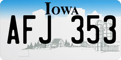IA license plate AFJ353
