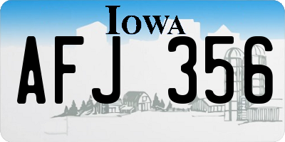 IA license plate AFJ356