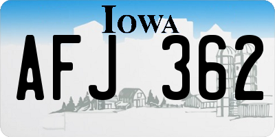 IA license plate AFJ362